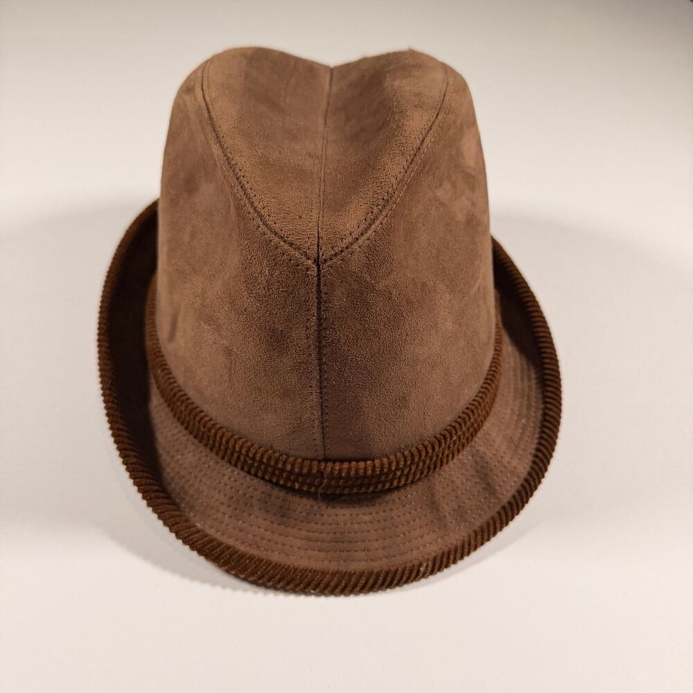 Vintage 1970's Sears Brown Suede Winter Fedora Size Large 7 1/4to 7 3/8